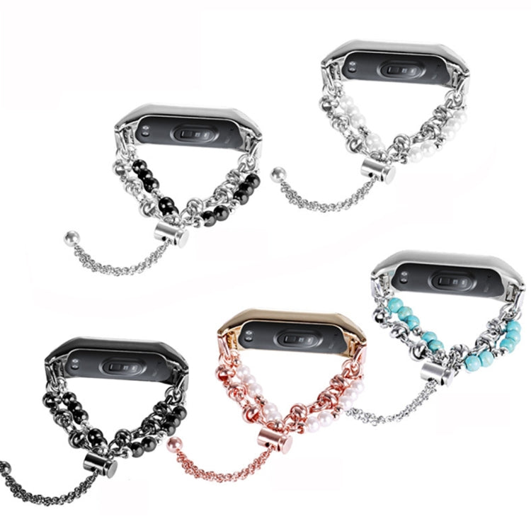 For Xiaomi Mi Band 7 Double Pearl Bead String Metal Watch Band(Rose Gold) - free shipping - PMC TechLife - Order now!