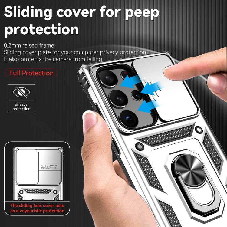 For Samsung Galaxy S23 Ultra 5G Sliding Camshield Holder Phone Case(Silver) - free shipping - PMC TechLife - Order now!