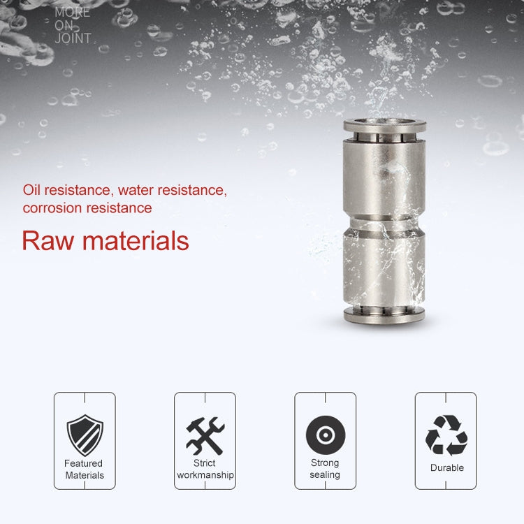 PU-8 LAIZE Nickel Plated Copper Straight Pneumatic Quick Fitting Connector - Interface Series by LAIZE | Online Shopping South Africa | PMC TechLife