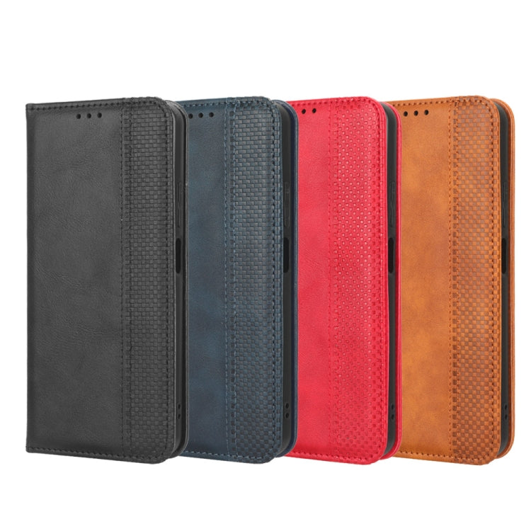 For T-Mobile Revvl 6 5G Magnetic Buckle Retro Texture Leather Phone Case(Black) - More Brand by PMC TechLife | Online Shopping South Africa | PMC TechLife