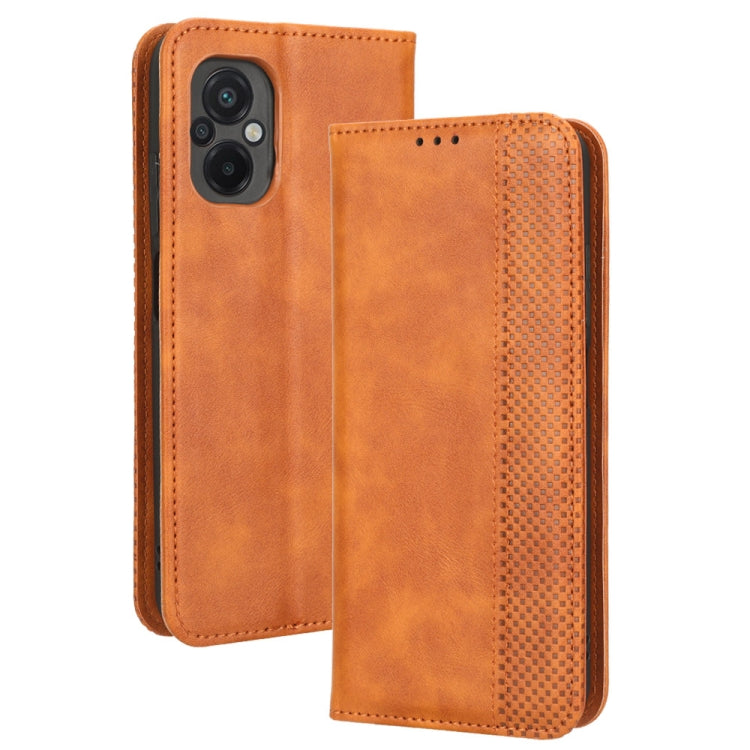 For Xiaomi Poco M5 Magnetic Buckle Retro Texture Leather Phone Case(Brown) - free shipping - PMC TechLife - Order now!