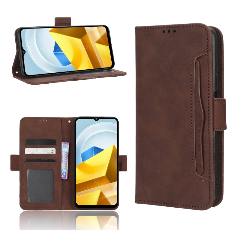 For Xiaomi Poco M5 Skin Feel Calf Texture Card Slots Leather Phone Case(Brown) - free shipping - PMC TechLife - Order now!