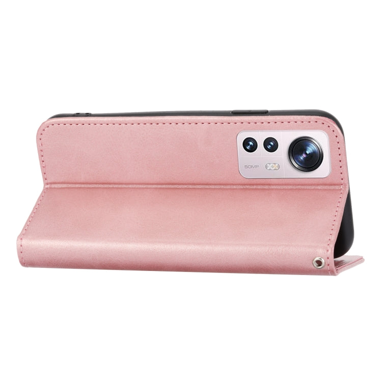 For Xiaomi 12/12X/12S Cubic Grid Calf Texture Magnetic Closure Leather Phone Case(Rose Gold) - free shipping - PMC TechLife - Order now!