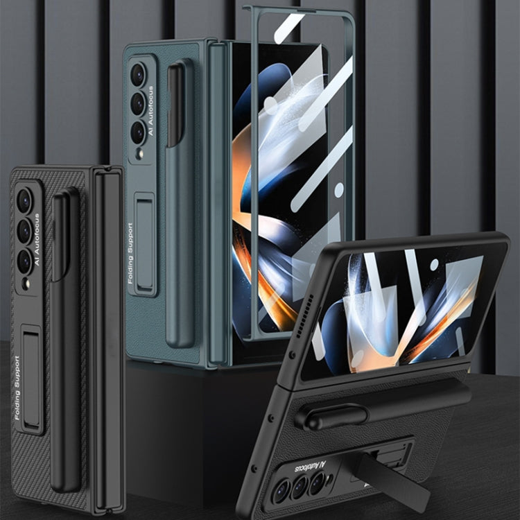 For Samsung Galaxy Z Fold4 GKK Ultra-thin Shockproof Leather Protective Case with Holder & Pen Slots(Grey) - free shipping - PMC TechLife - Order now!