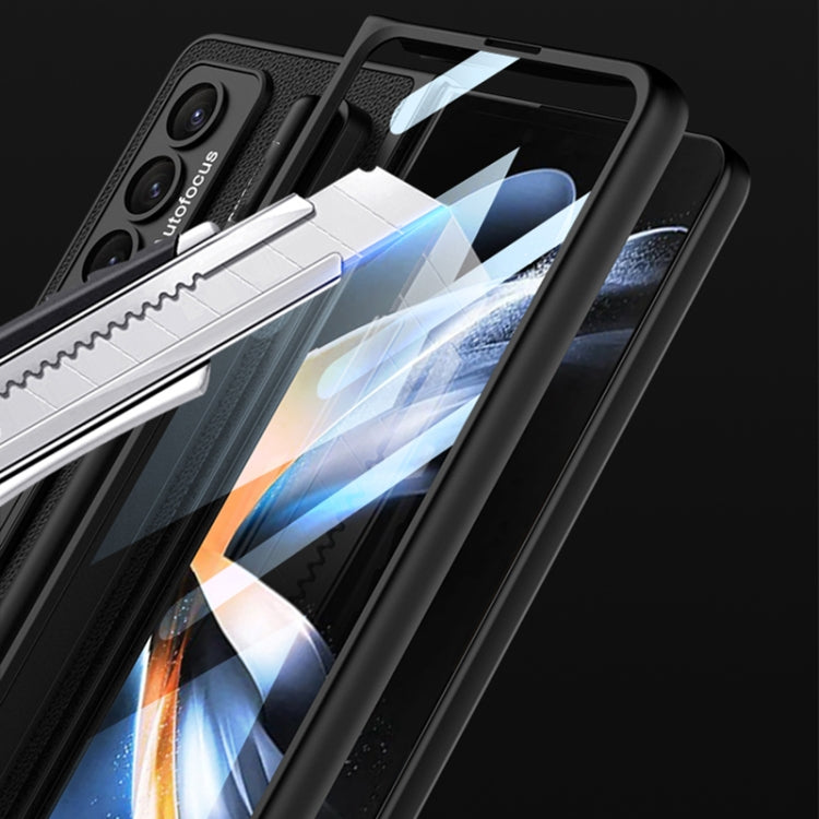 For Samsung Galaxy Z Fold4 GKK Ultra-thin Shockproof Leather Protective Case with Holder & Pen Slots(Black) - free shipping - PMC TechLife - Order now!
