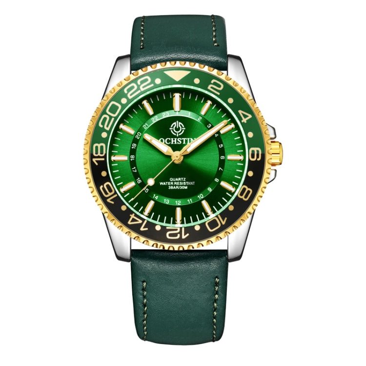 Ochstin 5019G Fashion Business Waterproof Leather Strap Quartz Watch(Green+Green) - Leather Strap Watches by OCHSTIN | Online Shopping South Africa | PMC Jewellery | Buy Now Pay Later Mobicred