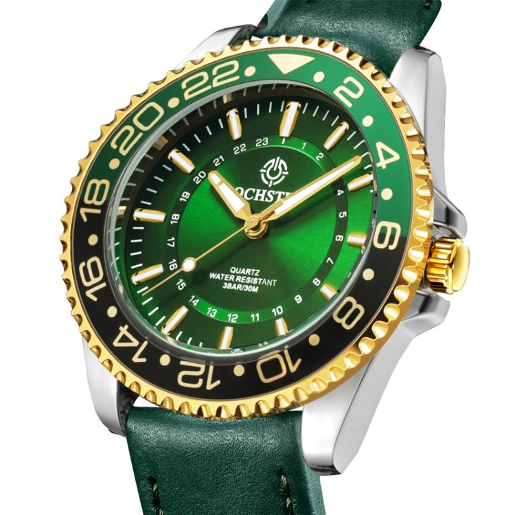 Ochstin 5019G Fashion Business Waterproof Leather Strap Quartz Watch(Green+Green) - Leather Strap Watches by OCHSTIN | Online Shopping South Africa | PMC Jewellery | Buy Now Pay Later Mobicred