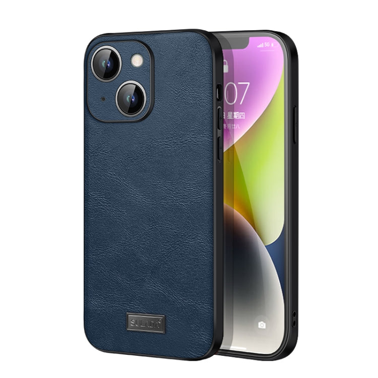 For iPhone 14 SULADA Shockproof TPU + Handmade Leather Phone Case(Blue) - iPhone 14 Cases by SULADA | Online Shopping South Africa | PMC TechLife