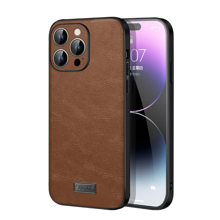 For iPhone 14 Pro Max SULADA Shockproof TPU + Handmade Leather Phone Case(Brown) - iPhone 14 Pro Max Cases by SULADA | Online Shopping South Africa | PMC TechLife