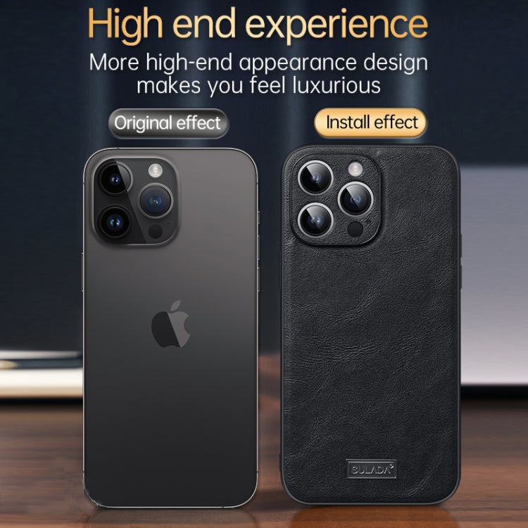 For iPhone 14 Pro Max SULADA Shockproof TPU + Handmade Leather Phone Case(Blue) - iPhone 14 Pro Max Cases by SULADA | Online Shopping South Africa | PMC TechLife