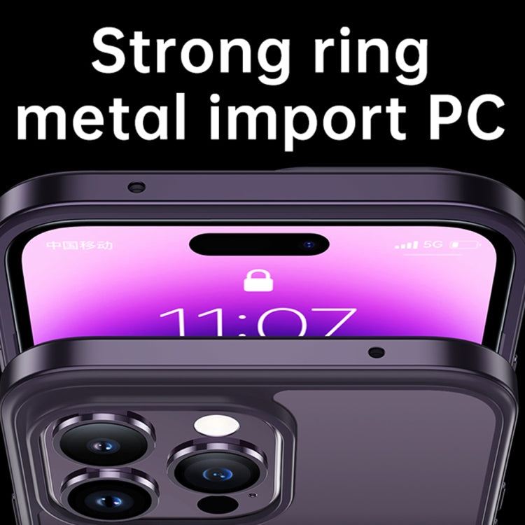 For iPhone 14 SULADA Metal Frame + Nano Glass + TPU Phone Case(Dark Blue) - free shipping - PMC TechLife - Order now!