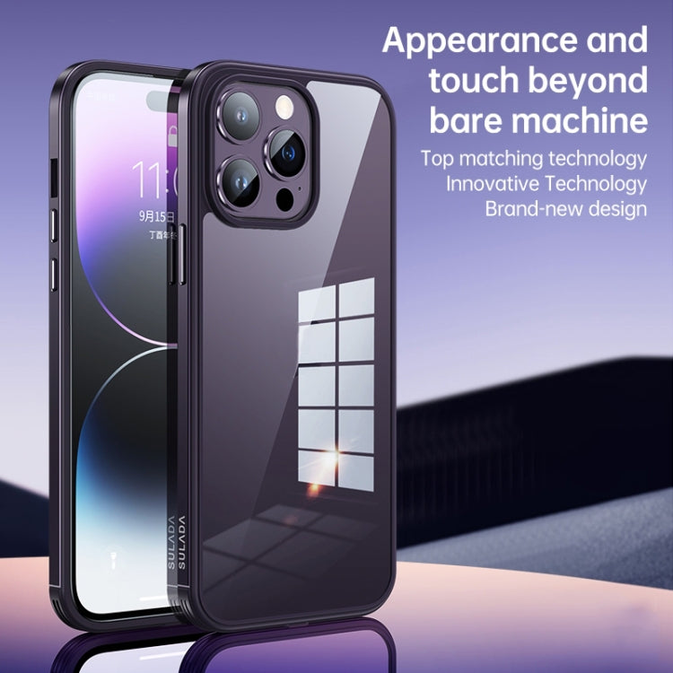For iPhone 14 Pro SULADA Metal Frame + Nano Glass + TPU Phone Case(Pink) - free shipping - PMC TechLife - Order now!