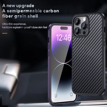 For iPhone 14 Plus SULADA Carbon Fiber Textured Shockproof Metal + TPU Frame Case(Dark Purple) - iPhone 14 Plus Cases by SULADA | Online Shopping South Africa | PMC Jewellery