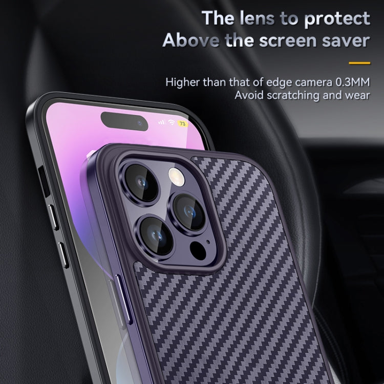 For iPhone 14 Plus SULADA Carbon Fiber Textured Shockproof Metal + TPU Frame Case(Dark Blue) - iPhone 14 Plus Cases by SULADA | Online Shopping South Africa | PMC TechLife | Buy Now Pay Later Mobicred