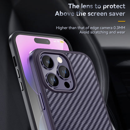 For iPhone 14 Pro Max SULADA Carbon Fiber Textured Shockproof Metal + TPU Frame Case(Dark Purple) - iPhone 14 Pro Max Cases by SULADA | Online Shopping South Africa | PMC Jewellery