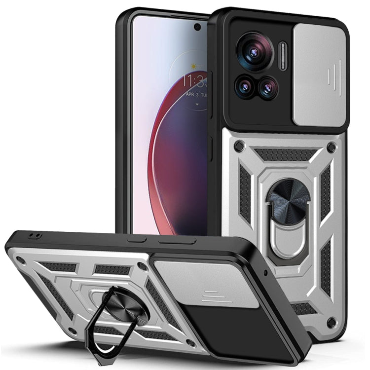 For Motorola Edge 30 Ultra Sliding Camera Cover Design TPU+PC Phone Case(Silver) - Motorola Cases by PMC TechLife | Online Shopping South Africa | PMC TechLife