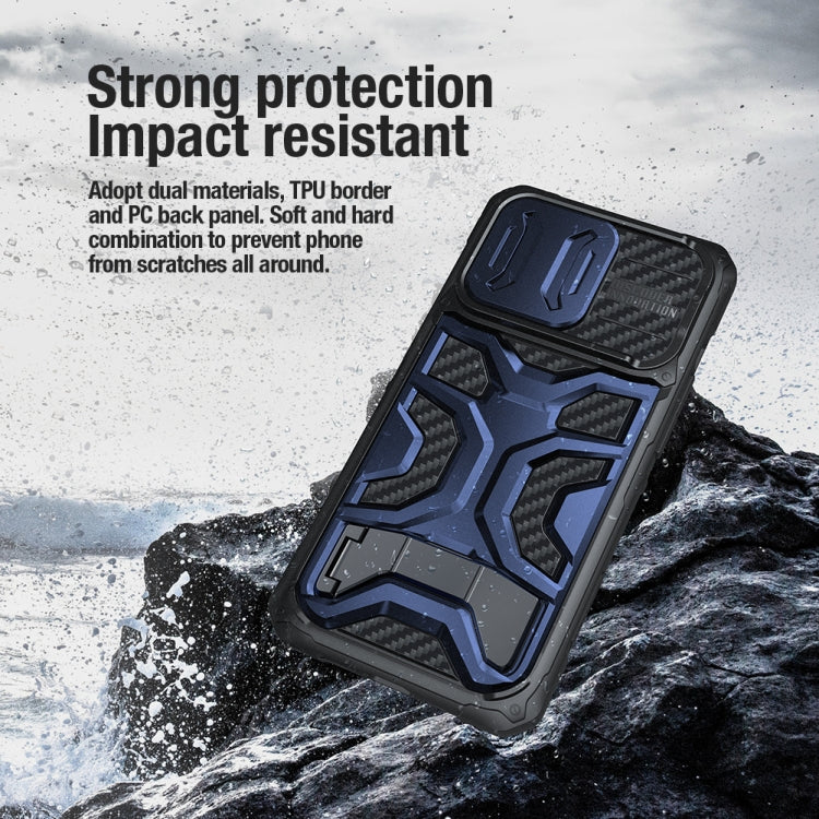 For iPhone 14 Pro NILLKIN Sliding Camera Cover Design TPU + PC Magnetic Phone Case(Blue) - iPhone 14 Pro Cases by NILLKIN | Online Shopping South Africa | PMC TechLife | Buy Now Pay Later Mobicred
