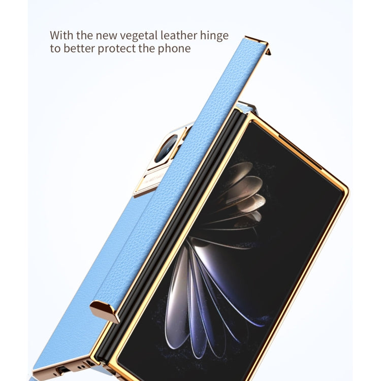For Xiaomi Mix Fold 2 Electroplated Frame Plain Leather Phone Case(Champagne Gold) - Xiaomi Cases by PMC TechLife | Online Shopping South Africa | PMC TechLife