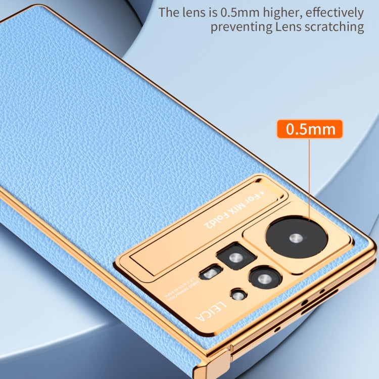 For Xiaomi Mix Fold 2 Electroplated Frame Plain Leather Phone Case(Black) - Xiaomi Cases by PMC TechLife | Online Shopping South Africa | PMC TechLife
