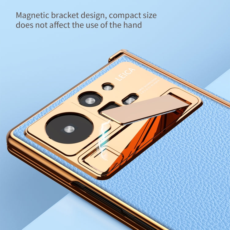 For Xiaomi Mix Fold 2 Electroplated Frame Plain Leather Phone Case(White) - Xiaomi Cases by PMC TechLife | Online Shopping South Africa | PMC TechLife