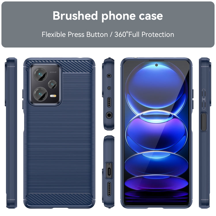 For Xiaomi Redmi Note 12 Pro+ China / Global Brushed Texture Carbon Fiber TPU Phone Case(Blue) - free shipping - PMC TechLife - Order now!