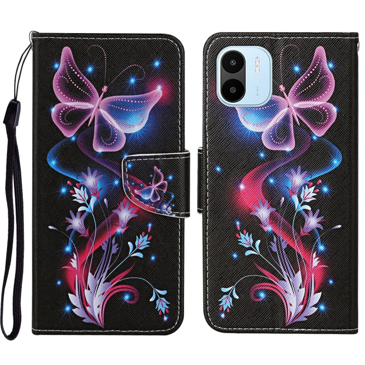 For Xiaomi Redmi A1 Colored Drawing Pattern Leather Phone Case(Fluorescent Butterfly) - free shipping - PMC TechLife - Order now!