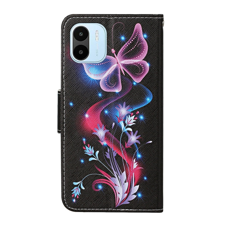 For Xiaomi Redmi A1 Colored Drawing Pattern Leather Phone Case(Fluorescent Butterfly) - free shipping - PMC TechLife - Order now!