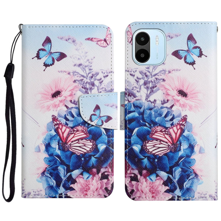 For Xiaomi Redmi A1 Colored Drawing Pattern Leather Phone Case(Purple Butterfly) - Xiaomi Cases by PMC Jewellery | Online Shopping South Africa | PMC Jewellery