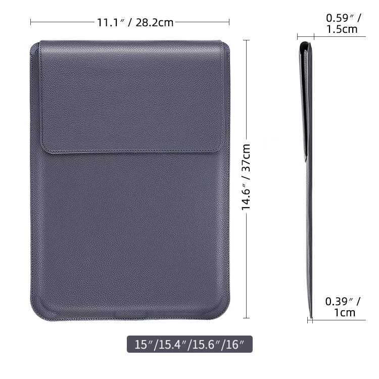 For MacBook 15 / 16 inch PU Leather 4 in 1 Laptop Bag with Functional Bracket(Black) - free shipping - PMC TechLife - Order now!