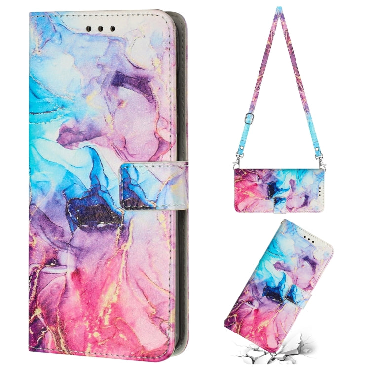 For Samsung Galaxy A14 5G Crossbody Painted Marble Pattern Leather Phone Case(Pink Purple) - free shipping - PMC TechLife - Order now!