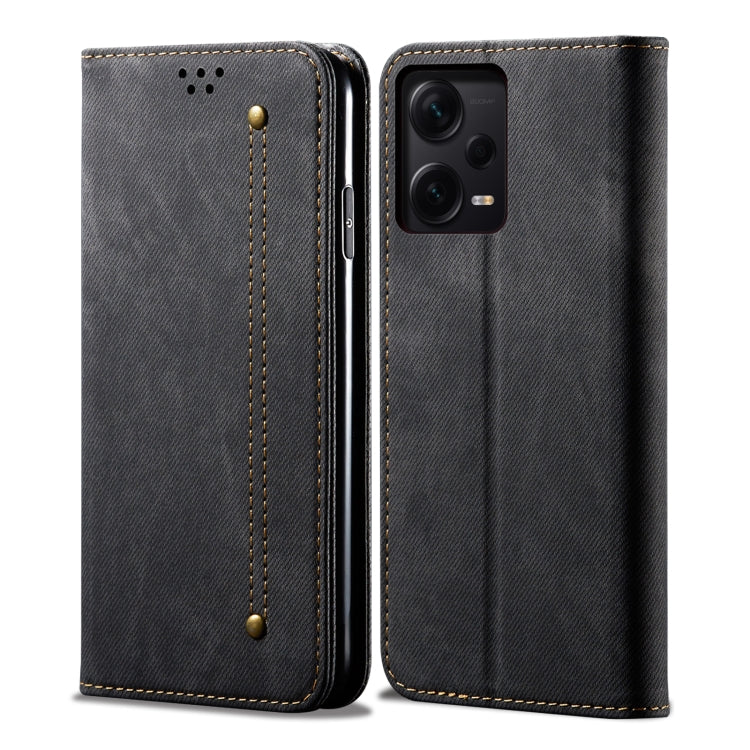 For Xiaomi Redmi Note 12 Pro+ China Denim Texture Leather Phone Case(Black) - free shipping - PMC TechLife - Order now!