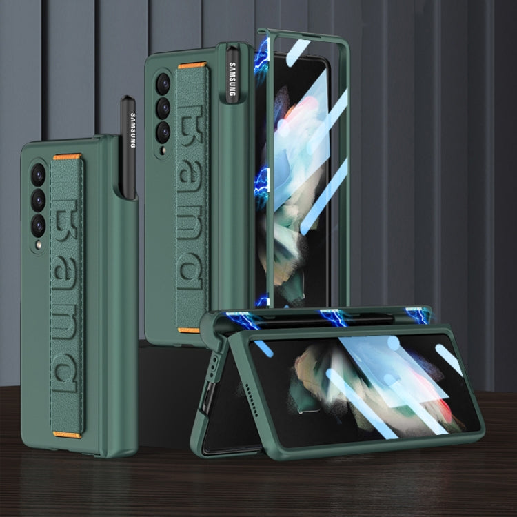 For Samsung Galaxy Z Fold3 5G GKK Magnetic Fold Hinge Shockproof Phone Case with Wrist Strap(Green) - Galaxy Phone Cases by GKK | Online Shopping South Africa | PMC TechLife | Buy Now Pay Later Mobicred
