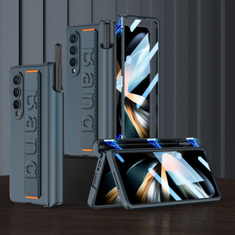 For Samsung Galaxy Z Fold4 GKK Magnetic Fold Hinge Shockproof Phone Case with Wrist Strap(Navy Blue) - Galaxy Z Fold4 5G Cases by GKK | Online Shopping South Africa | PMC TechLife | Buy Now Pay Later Mobicred