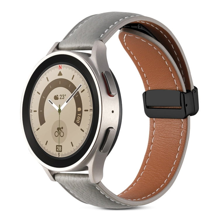 20mm Folding Buckle Genuine Leather Watch Band(Grey) - free shipping - PMC TechLife - Order now!