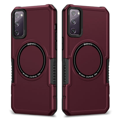 For Samsung Galaxy S20 FE MagSafe Shockproof Armor Phone Case(Wine Red) - Galaxy S20 FE Cases by PMC Jewellery | Online Shopping South Africa | PMC Jewellery