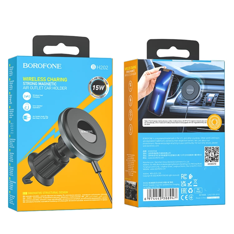Borofone BH202 Seaside Magnetic Wireless Fast Charging Car Holder(Metal Grey) - Wireless Charger Holders by Borofone | Online Shopping South Africa | PMC Jewellery