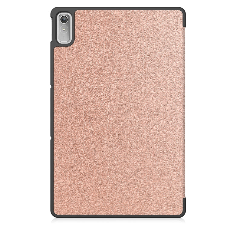 For Lenovo Tab P11 Gen 2 Custer Pure Color 3-Fold Holder Leather Smart Tablet Case(Rose Gold) - For Lenovo by PMC Jewellery | Online Shopping South Africa | PMC Jewellery