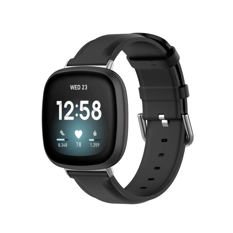 For Fitbit Versa 3 / Sense Genuine Leather Watch Band(Black) - free shipping - PMC TechLife - Order now!
