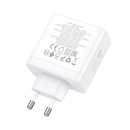 hoco N30 Glory PD 65W USB+ Dual USB-C/Type-C Interface Fast Charge Charger, EU Plug(White) - USB Charger by hoco | Online Shopping South Africa | PMC Jewellery | Buy Now Pay Later Mobicred