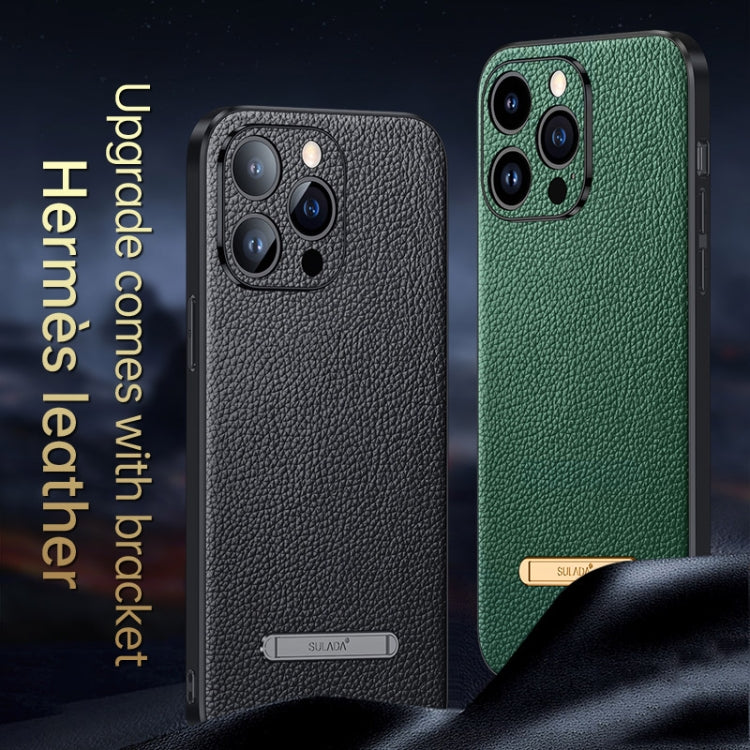 For iPhone 14 Plus SULADA Famous Artisan Series Litchi Leather PC + TPU Phone Case(Blue) - iPhone 14 Plus Cases by SULADA | Online Shopping South Africa | PMC TechLife