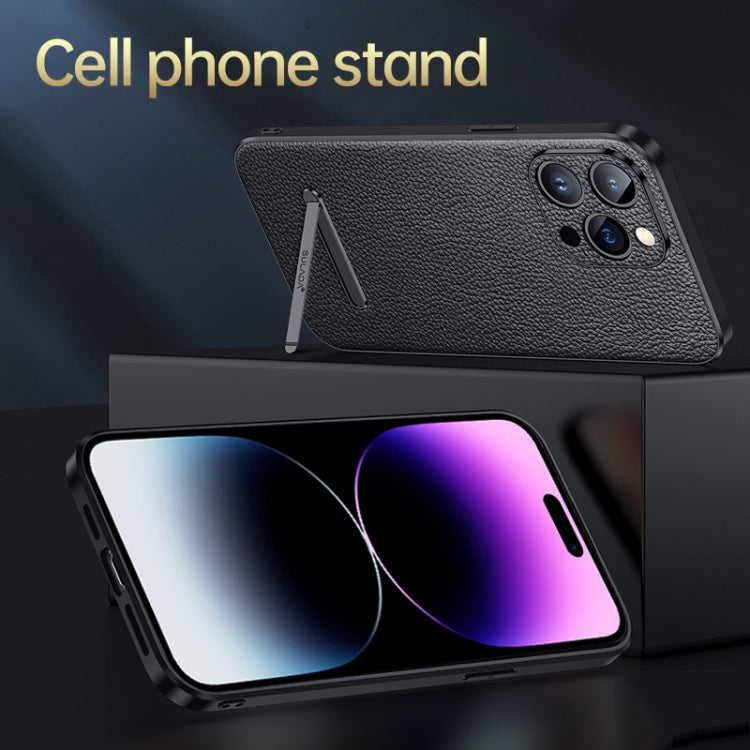For iPhone 14 Plus SULADA Famous Artisan Series Litchi Leather PC + TPU Phone Case(Blue) - iPhone 14 Plus Cases by SULADA | Online Shopping South Africa | PMC TechLife