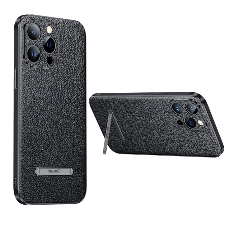 For iPhone 14 Pro SULADA Famous Artisan Series Litchi Leather PC + TPU Phone Case(Black) - iPhone 14 Pro Cases by SULADA | Online Shopping South Africa | PMC TechLife