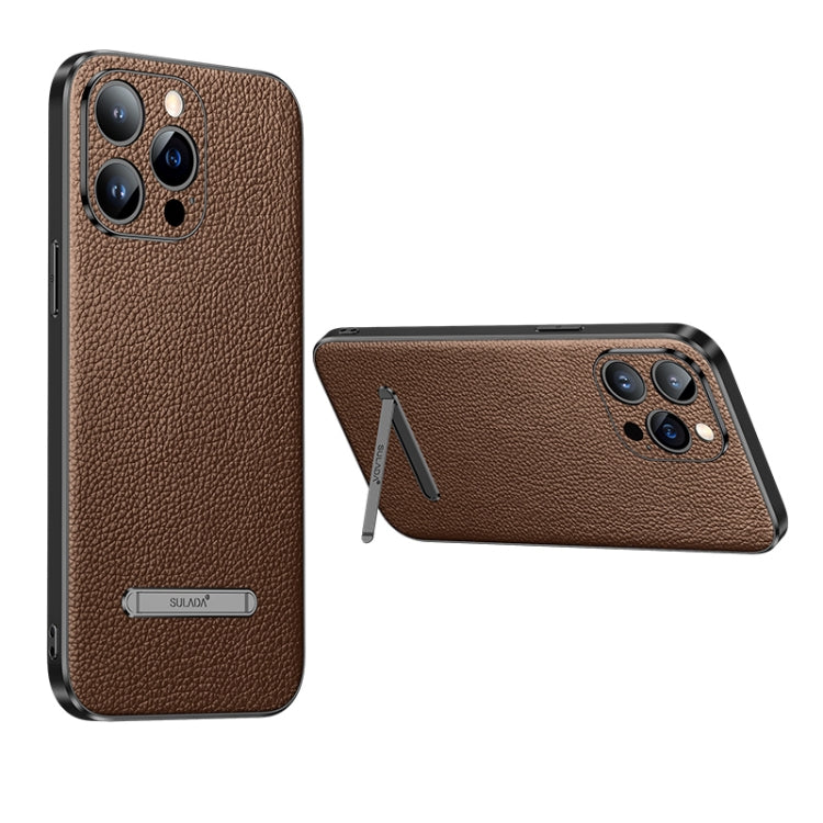 For iPhone 14 Pro Max SULADA Famous Artisan Series Litchi Leather PC + TPU Phone Case(Brown) - iPhone 14 Pro Max Cases by SULADA | Online Shopping South Africa | PMC TechLife | Buy Now Pay Later Mobicred