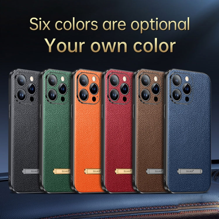 For iPhone 14 Pro Max SULADA Famous Artisan Series Litchi Leather PC + TPU Phone Case(Blue) - iPhone 14 Pro Max Cases by SULADA | Online Shopping South Africa | PMC TechLife