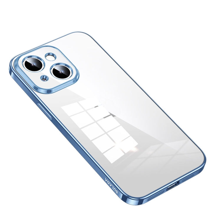 For iPhone 14 SULADA Shine Through Series Plating TPU Transparent Phone Protective Case(Sierra Blue) - iPhone 14 Cases by SULADA | Online Shopping South Africa | PMC TechLife | Buy Now Pay Later Mobicred