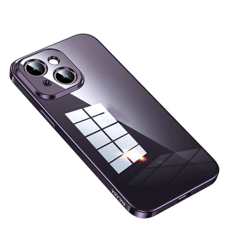 For iPhone 14 Plus SULADA Shine Through Series Plating TPU Transparent Phone Protective Case(Dark Purple) - iPhone 14 Plus Cases by SULADA | Online Shopping South Africa | PMC TechLife | Buy Now Pay Later Mobicred