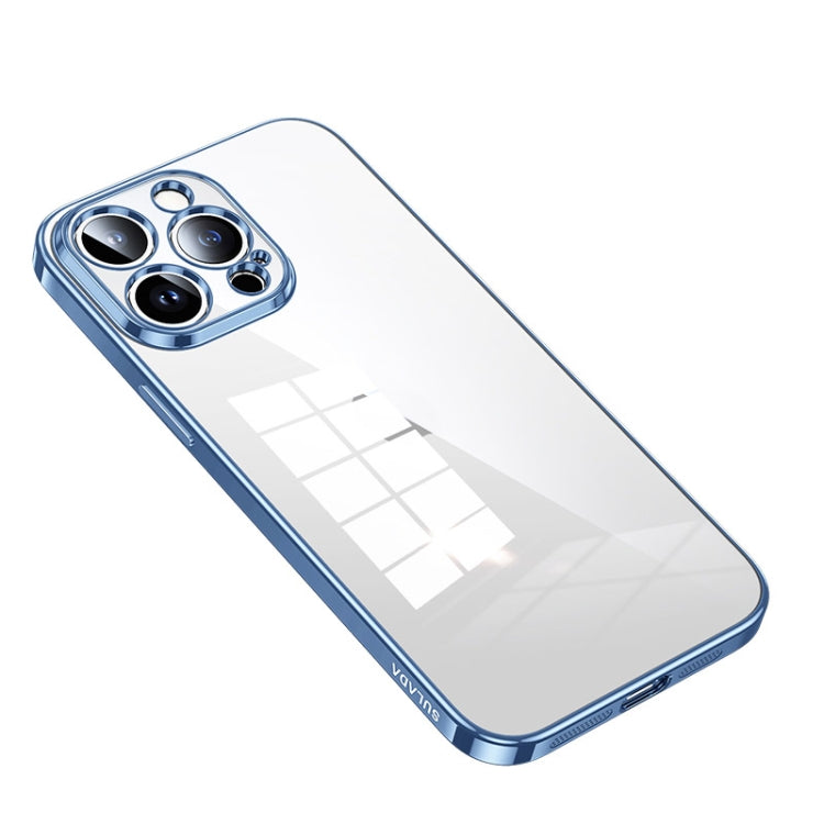 For iPhone 14 Pro Max SULADA Shine Through Series Plating TPU Transparent Phone Protective Case(Sierra Blue) - iPhone 14 Pro Max Cases by SULADA | Online Shopping South Africa | PMC Jewellery | Buy Now Pay Later Mobicred