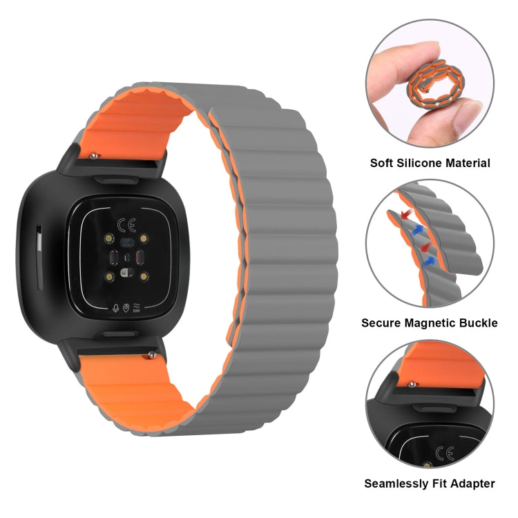 For Fitbit Versa 3 / Sense Universal Magnetic Silicone Watch Band(Grey Orange) - free shipping - PMC TechLife - Order now!