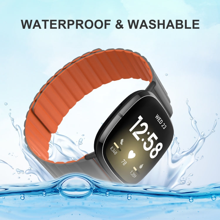 For Fitbit Versa 4 / Sense 2 Universal Magnetic Silicone Watch Band(Black Yellow) - free shipping - PMC TechLife - Order now!