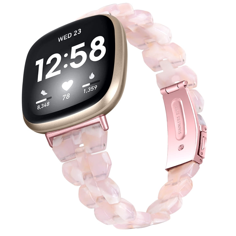 For Fitbit Versa 4 / Sense 2 Universal Rhombus Resin Watch Band(Pink Flower) - free shipping - PMC TechLife - Order now!